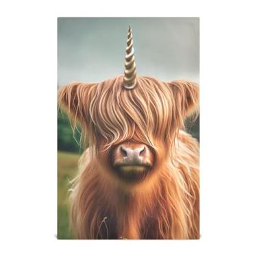 Imagem de Joisal Toalhas de prato personalizadas para cozinha decorativas fofas gado highland unicórnio bonito chá toalhas de mão panos de prato panos reutilizáveis absorventes 45 x 71 cm, 1 pacote