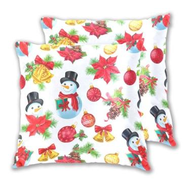 Imagem de Joitme Conjunto de 2 capas de almofada festivas de Natal coloridas para decoração de quarto, 45 x 45 cm, 2 peças
