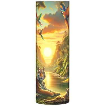 Imagem de Tigre Tropical Animal Paisagem Cilindro Centerpiece Vasos para Mesa Plástico Vaso Grande Bonito Personalizado Exclusivo Decoração de Casa Estética, 30 cm x 9,9 cm