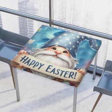 Imagem de hongjinglin Toalha de mesa quadrada para ambientes externos com borda elástica justa toalha de mesa de Páscoa limpa para decoração de cozinha e pátio interno externo para mesas de 86 x 86 cm Z (75)