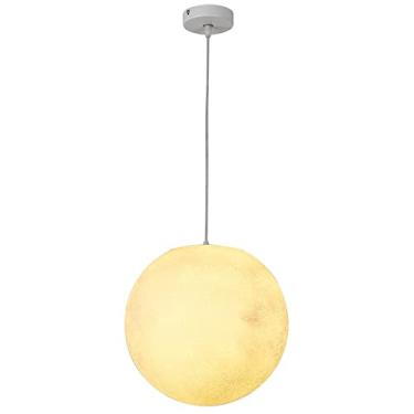 Imagem de Luminária pendente externa com impressão 3D em formato de lua - Luminária de teto moderna e criativa em formato de globo lunar para quarto infantil, restaurante, bar e casa.