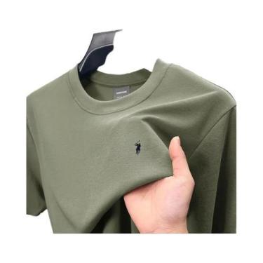 Imagem de Camiseta Masculina De Verão Em Seda E Algodão Com Manga Curta, Respirá