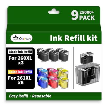Imagem de OINKWERE Kit de refil de tinta 260XL 261XL para Canon 260 e 261 cartuchos de tinta compatíveis com Canon S5300 TS5320 TS6400 TS6420 TS6420a TR7000 TR7020 TR7020a TR7022 TR7022a Impressora (pacote com