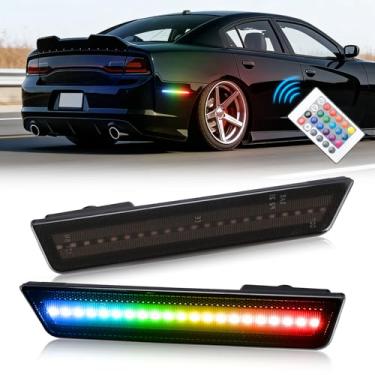 Imagem de Luzes de LED RGB para Dodge Challenger 2008-2014 e carregador 2011-2014, refletores laterais de para-choque traseiro com controle remoto RF, luz estroboscópica de 16 cores, lâmpadas de estacionamento