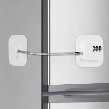 Imagem de Himake Trava de geladeira, trava de combinação para armários de geladeira, gavetas, trava de geladeira resistente, fácil instalação, sem necessidade de chaves (branco-1 pacote)