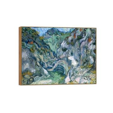 Imagem de BMZFYBS Vincent van Gogh Famosa pintura em tela de arte de parede pronta para pendurar Ravine. Imagem em moldura de madeira para decoração de sala de estar 50 x 65 cm 20 x 26 pol