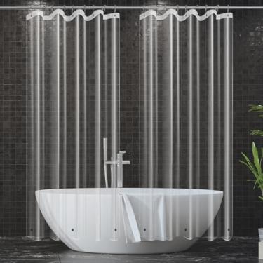 Imagem de Hereisa [Pacote com 2 extralongos | Forro de cortina de chuveiro de plástico transparente estreito 91 x 213 cm, leve 3G - Transparência cristalina, forros impermeáveis para banheiro e banheira, fácil