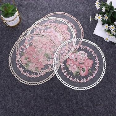 Imagem de 1 peça 20 cm Fresh Nordic Net Gaze Placemat Round Net Bordado Flor Têxtil Casa Sofá Almofada Foto Pano de Fundo para Casa Bandeira Mesa Redonda