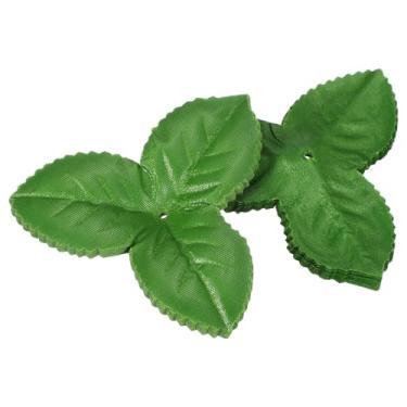 Imagem de PATIKIL Folhas verdes artificiais de 9,4 cm, 500 peças de folhas de vegetação, sépalas falsas, vegetação, guirlanda de folhas de rosa falsa, suprimento para decoração de buquês de casamento, grinaldas