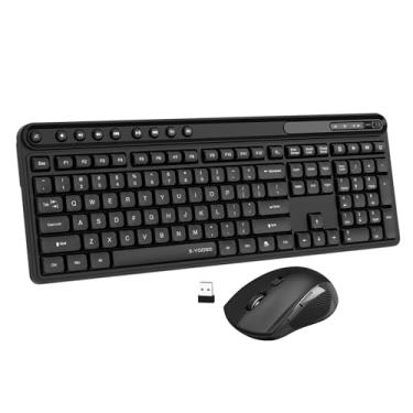 Imagem de Combo de teclado e mouse sem fio, E-YOOSO teclado sem fio para computador de tamanho completo e mouse óptico, combo sem fio USB 2,4 GHz sem atraso, para Windows, Mac OS, PC/desktop/laptop