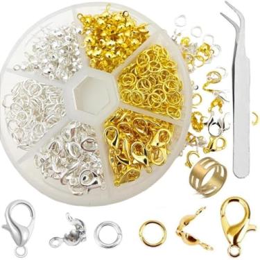 Imagem de Kit de fabricação de pulseiras, 341 peças de suprimentos de joias para adultos iniciantes, kit de miçangas DIY com contas, correntes, achados para colar, artesanato para alívio da ansiedade para