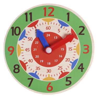 Imagem de Brinquedo Educativo Relógio Infantil Didático Pedagógico De Madeira - 