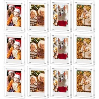 Imagem de Kit de 5 Molduras Magnéticas de Acrílico Transparente – Porta Retrato Flutuante 6x9cm, Moderno e Versátil para Fotos, Decoração de Mesa ou Parede(12 Peças)