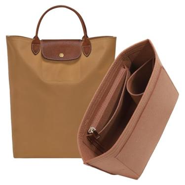 Imagem de Bolsa organizadora para bolsa Longchamp Le Pliage M com alça superior, leve de feltro premium, divisória média com suporte de copo, modelador de armazenamento de bolsas com 7 bolsos profundos, M