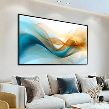 Imagem de Quadro Decorativo Abstrato Curvas Harmoniosas em Movimento, com Moldura Retangular de 2cm, ideal para Sala de Jantar e Estar, Quarto, Escritório e Hall de entrada. Tamanho 60X90 cm.