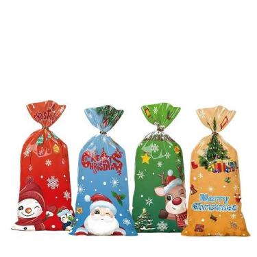 Imagem de Sacola de presente Christmas Clear Candy Treat Bags Santa Design 50 un