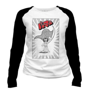 Imagem de Camiseta manga longa feminina - Super Dínamo, Branco, Preto, GG