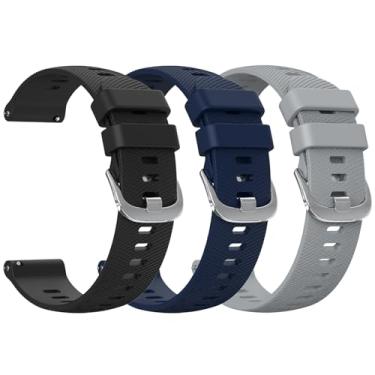 Imagem de Mugust Pulseiras de relógio inteligente GloryFit para smartwatch GloryFit T80 T70 T60 T50 P99 P98, pulseira de silicone de liberação rápida de 22 mm (preto + azul escuro + cinza)