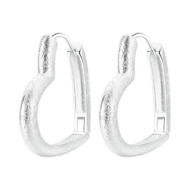 Imagem de Brincos De Argola De Coração Com Pérola Lunar E Cristal Em Prata Ester