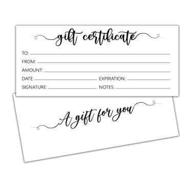 Imagem de Vales de oferta rústicos em branco para empresas – 50 cartões de voucher personalizados para spa, salão, restaurantes e pequenas empresas (8,5 x 18 cm)