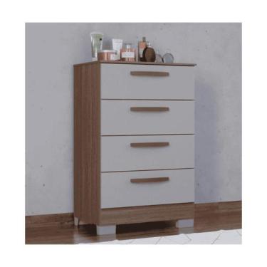 Imagem de Cômoda 4 Gavetas Castanho/off White - Poquema