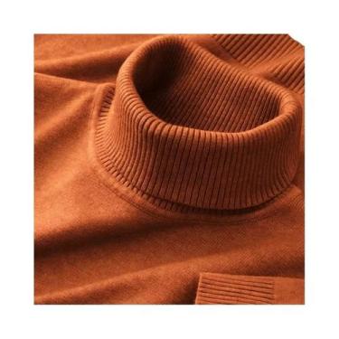 Imagem de Suéter Masculino De Gola Alta Em Cor Sólida, Tricotado, Respirável E Q