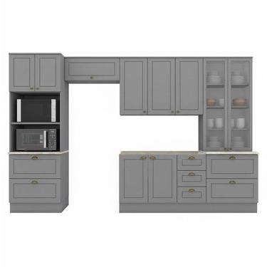 Imagem de Cozinha Modulada Nova York 5 Peças Com Cristaleira Cinza Hp - Henn