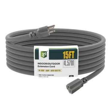 Imagem de Cabo de extensão externo EP 15 pés 12/3 SJTW 15A 125V cinza