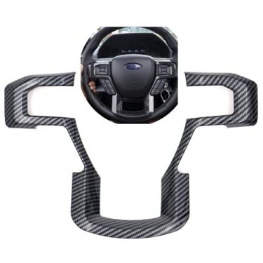 Imagem de MOTONG Acabamento de capa de volante para F-150 2015-2020, kit de acabamento de painel de volante de fibra de carbono ABS compatível com Ford Expedition 2018-2021, para F250 F350 2017-2022
