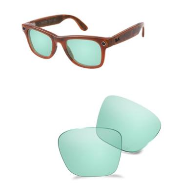 Imagem de AOZAN Lentes de substituição ANSI Z87.1 para óculos inteligentes RayBan Meta Wayfarer RW4008 53 mm, fotocromáticas e resistentes a impactos - verde menta