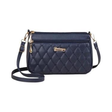 Imagem de Bolsa Transversal Feminina De Grande Capacidade Em Couro PU Com Zíper,