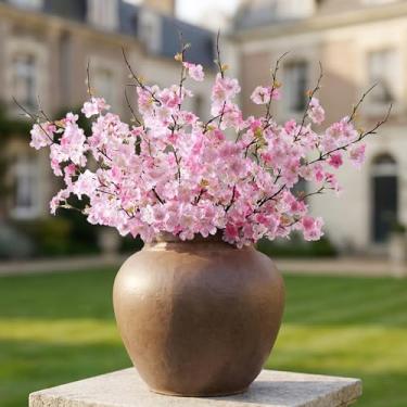 Imagem de ENALGRE Ramos de flor de cerejeira artificial de 70 cm de seda, ramos de flor de cerejeira, haste longa, flores artificiais para vaso alto para decoração de casa, decoração de casamentos, festas e