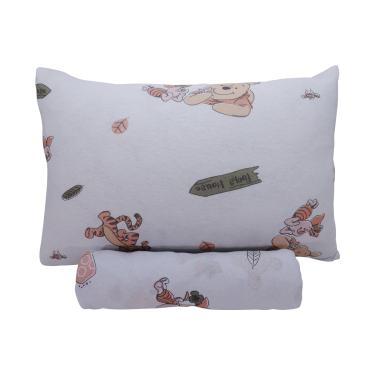 Imagem de Jogo de Lençol KazzaVip Baby Malha 100% Algodão Berço Americano Estampado Ursinho Pooh Com Elástico 2 Peças Branco