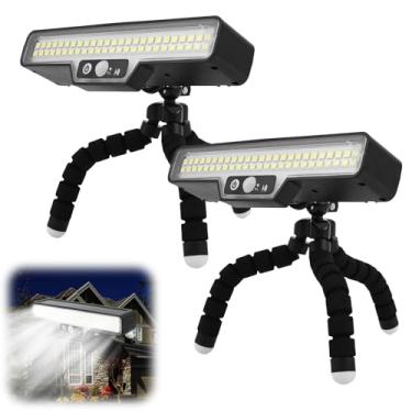 Imagem de UKQRRTC Luzes solares externas 3 modos, sensor de movimento solar para ambientes externos com tripé flexível de silicone, alimentado por energia solar, energia solar eficiente, à prova d'água e