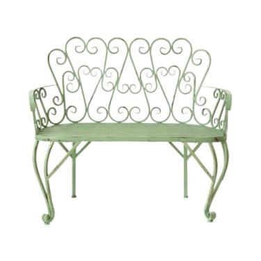 Imagem de KEG801302 Banco de jardim rústico banco de ferro de jardim com apoios de braços e encosto, acabamento antigo, móveis de exterior, bancos decorativos para varanda e varanda