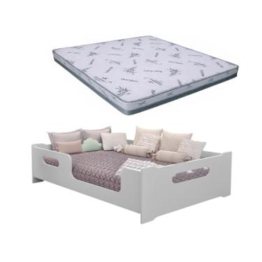 Imagem de Cama Casal Montessoriana Encanto 100% Mdf + Colchão Casal Confortavel D23 - Bamboo