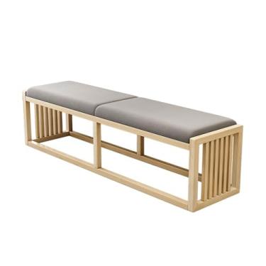 Imagem de Banqueta moderna de madeira maciça estilo chinês banco de sapato para quarto cama banco frontal sofá longo banco decorativo (madeira original, pequeno)
