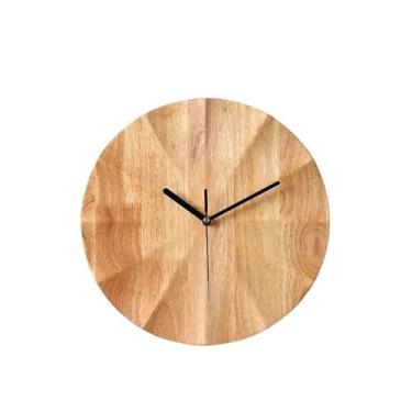 Imagem de Relógio de parede de madeira para sala de estar sala de estar restaurante mesa relógio de pendurar de madeira simples decoração criativa decoração de casa (pequeno)