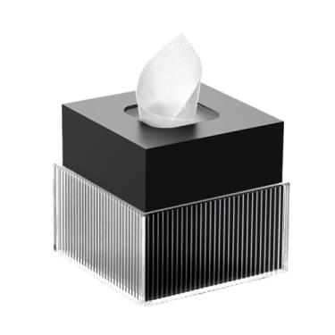 Imagem de Prática leve luxo hotel acrílico caixa de lenços de papel organizador quadrado criativo (preto)
