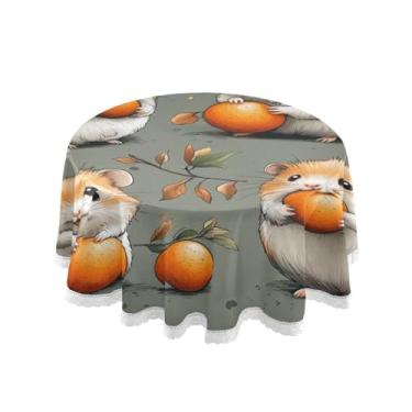 Imagem de Qilmy Toalha de mesa redonda de palmeira de treliça verde, 152 cm, resistente à água, à prova de derramamento, capa de mesa grande para jantar de reunião de família em ambientes internos e externos