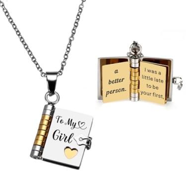 Imagem de Fleure Esme Colar To My Girl Book - Presentes de Dia dos Namorados do Namorado Marido - Colar My Love Book Romântico Flip Love Story - Colar de aniversário para namorada e esposa