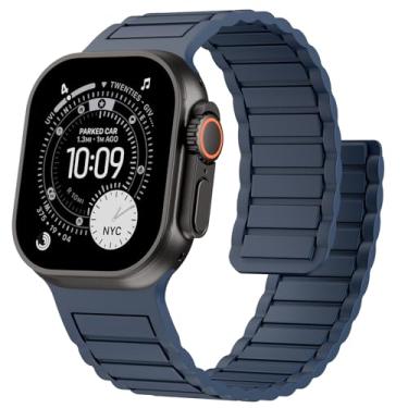 Imagem de Pulseira de silicone magnética compatível com Apple Watch Ultra 3-1 SE séries 11/10/9/8/7/6/5/4/3 de 49 mm, 46 mm, 45 mm, 44 mm, 42 mm, 41 mm, 40 mm, 40 mm e 38 mm