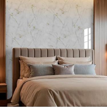 Imagem de Adesivo de Parede 3mx60cm Lavável para Sala Quarto Cozinha de Mármore Vinil (Branco)