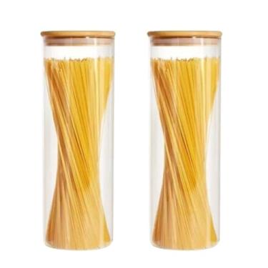 Imagem de Genérico, Kit 2 Pote de Vidro para Mantimentos 1800ml com Tampa de Bambu Hermético Resistente Redondo