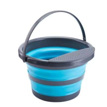 Imagem de Balde Dobrável Sanfonado Multiuso 5 Litros Redondo Silicone Plástico Compacto Limpeza Camping Bebidas com Gelo Viagem