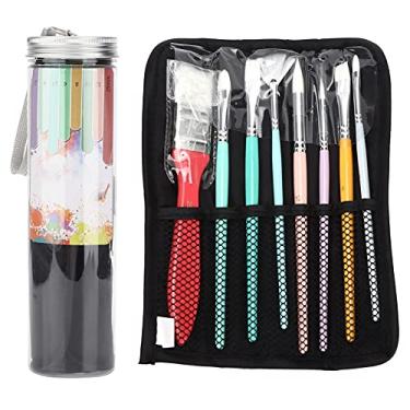 Imagem de CUOFYUNL Conjunto de pincéis multifuncionais para cabelo de nylon, 8 peças, com bolsa de armazenamento de pano para aquarela, pintura a óleo, guaching