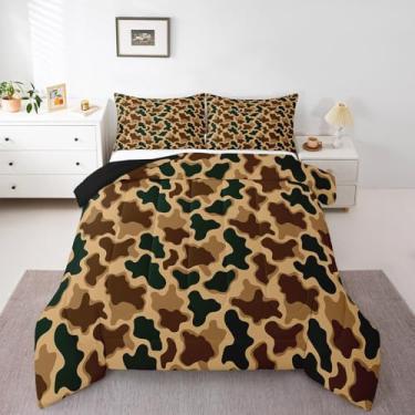 Imagem de Feelyou Conjunto de cama camuflado para meninos e meninas, para crianças, mulheres, homens, estilo militar, temática de caça, conjunto de edredom para decoração de quarto