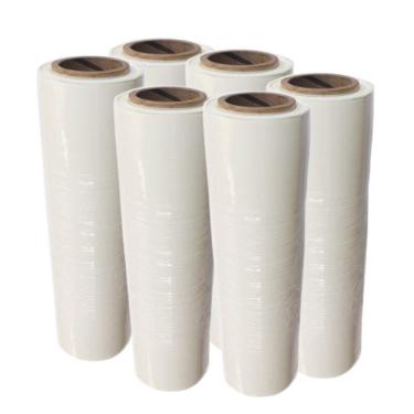 Imagem de Bobina Filme Stretch Branco Manual 50Cm 24Kg Kit 6 Bobina