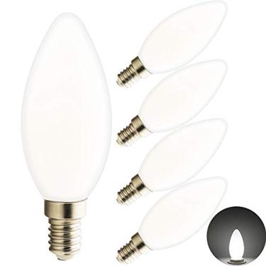 Imagem de Lâmpada LED tipo vela de 5W com base de rosca pequena E14 (tipo Edison), luz branca fria de 6000K, equivalente a uma lâmpada incandescente de 40W, ideal para lustres e arandelas, não dimeriz