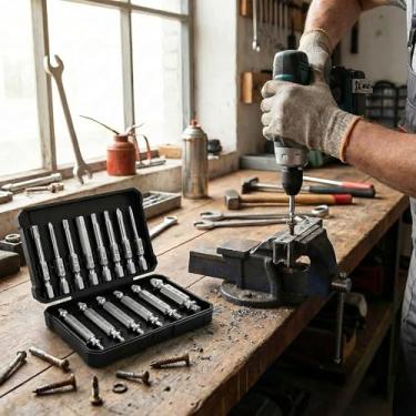 Imagem de Conjunto de extrator de parafuso danificado, 13 peças, conjunto de extrator de parafusos, porcas e parafusos descascados, ferramentas de broca para facilitar a remoção de parafusos quebrados